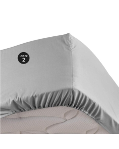 Lot de 2 Draps housse 100% percale ultra doux 180 x 200 cm 78 fils bonnet 30 cm