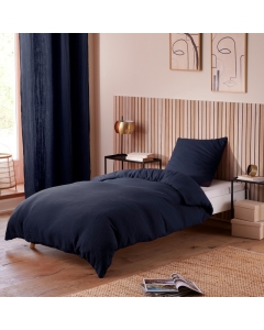 Housse de Couette 140 x 200 cm  + 1 Taie "Avy" en Gaze de Coton Bleu nuit