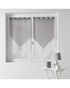 Paire pompon passants 2 x 60 x 120 cm voile bicolore duo Blanc/Gris