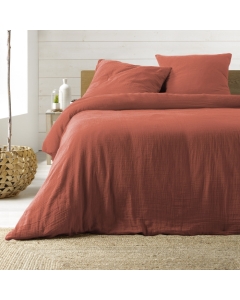 Parure de lit 260 x 240 cm double gaze coton uni 57 fils Angelia