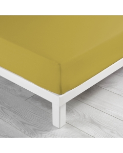 Drap housse 2 personnes 160 x 200 x 30 cm Linette coton lavé  57 fils Jaune