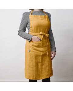 Tablier ajustable lin lavé 70 x 85 cm soline miel Jaune
