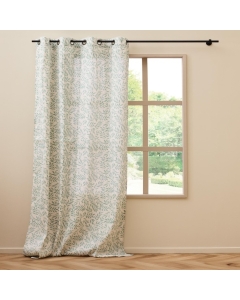 Rideau à œillets grande hauteur 140 x 280 cm en polycoton imprimé – Naya Sauge
