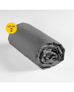 Lot de 2 draps housse king size 180 x 200 cm coton 57 fils Anthracite