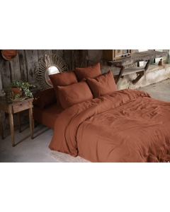 Pack double gaze de coton housse de couette 260 x 240 cm + 2 taies d'oreiller 60 x 60 orange Orange