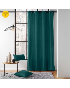 Lot de 2 Rideaux a oeillets 135 x 260 cm coton recyclé Twily Emeraude
