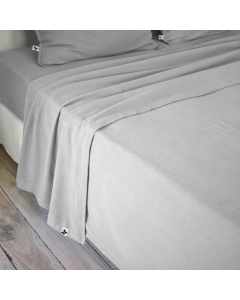 Drap plat 240 x 300 cm flanelle de coton chaude - Candice Gris clair