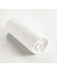 Drap housse coton luxe 140 x 190 cm bonnet 30 cm Ambre Blanc