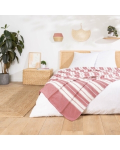 Couvre lit 2 personnes 220 x 240 cm coton/polyester jacquard Abby Marsala