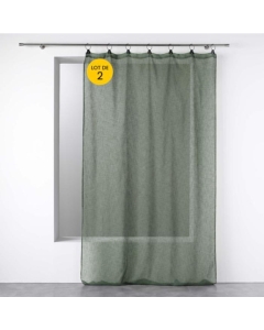 Lot de 2 Voilages à anneaux 140 x 240 cm voile tissé Linka Kaki