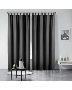 Lot de 2 rideaux 140 x 260 cm unis à passants Essentiel Noir