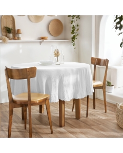 Nappe ronde (0) 180 cm gaze de coton unie Gaïa Blanc