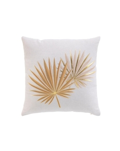 Coussin dehous. compresse 45 x 45 cm polycoton imp. metal. lotus  des. place Ocre