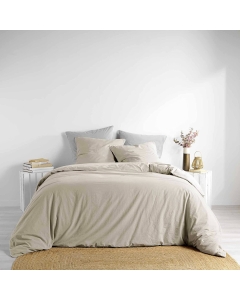 Housse de couette 260 x 240 cm coton lavé 57 fils Linette Beige