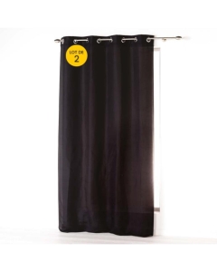Lot de 2 Rideaux uni 140x 260 cm Absolu en microfibre Noir