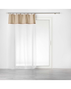 Voilage à anneau 140 x 240 cm en polycoton sablé + jute Leana Beige