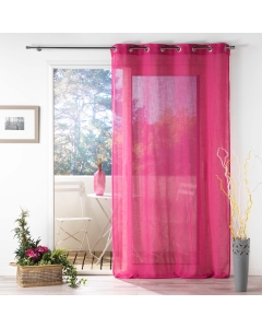 Voilage a oeillets 140 x 280 cm effet lin tissé Zazy Fuchsia