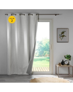 Lot de 2 rideaux isolant phonique thermique occultant 140 x 260 cm Darko blanc