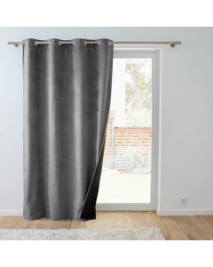 Rideau isolant thermique a oeillets 140 x 260 cm isolant/velours relief Polarchic Anthracite
