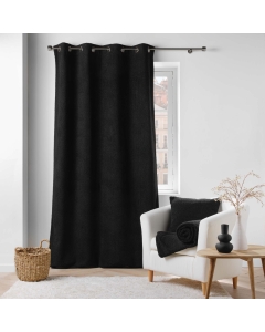 Rideau tamisant à œillets bouclette unie Wooly Noir 140 x 240 cm