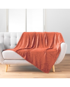 Plaid 125 x 150 cm flanelle relief unie nelia Terracotta