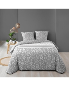 Housse de couette 240 x 220 cm réversible coton 57 fils + 2 taies Flavie