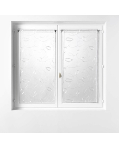 Paire droite passe tringle 2 x 60 x 90 cm voile sable brode hoops Blanc