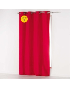 Lot de 2 Rideaux uni 140x 260 cm Absolu en microfibre Rouge