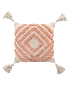 Coussin dehous. compr. pompons 40 x 40 cm coton/polyester tufte athena Marsala