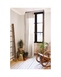 Lot de 2 rideaux 140 x 300 cm réglables double gaze de coton Naturel