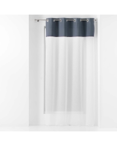 Lot de 2 voilages 137 x 240 cm voile sablé + haut coton Jolibel Bleu