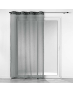 Voilage à oeillets 140 x 240  cm voile sablé + bande velours cotelé Casual Gris