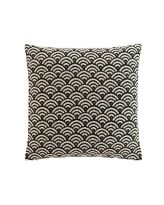 Coussin dehous. compresse 45 x 45 cm jacquard chenille+fils metal. minella Noir