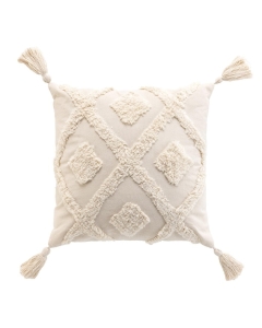 Coussin dehous. compr. pompons 40 x 40 cm coton/polyester tufte inca Sans