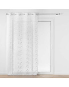 Panneau a oeillets 140 x 240 cm voile sable brode metallise edna Blanc