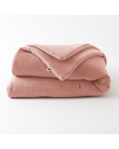 Édredon 180 x 240 cm - Double Gaze de Coton 125 gr/m² - Uni Gaïa Rose Pêche