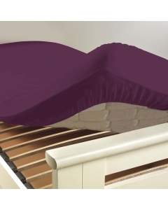 Drap housse 1 personne 90 x 190 cm uni 57 fils lina Myrtille