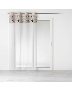 Panneau a oeillets 140 x 240 cm voile sable+top imprime+pompon nalika top Sans