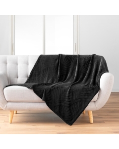 Plaid 125 x 150 cm flanelle relief unie nelia Noir