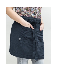Tablier serveur gaze de coton 45 x 80 cm Gaia Bleu marin
