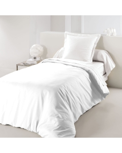 Housse de couette 1 personne 140 x 200 cm uni 57 fils lina Blanche