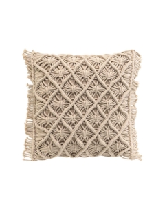 Coussin dehous. compr. franges 40 x 40 cm coton macrame indy Sans