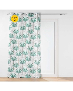 Lot de 2 Rideaux a oeillets 140 x 260 cm polyester imprimé Oasis