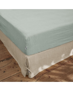 Drap housse 140 x 190 cm en lin lavé Soline Eucalyptus