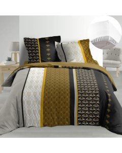 Pack Housse de couette 220x240 cm Percale luxe Smarty + drap housse 140x190x30 Blanc