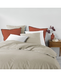 Housse de couette 240 x 220 cm coton lavé 57 fils Linette Beige