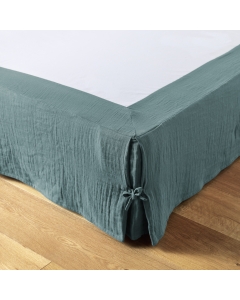 Cache-sommier gaze de coton 160 x 200 cm Gaia Bleu canard