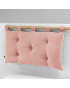 Tête de lit 5 boutons avec passants – 50 x 80 cm – Gaze de coton Gaïa Rose pêche