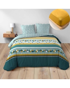 Pack parure de couette 260 x 240 cm Doris + DH 160x200 cm Jaune