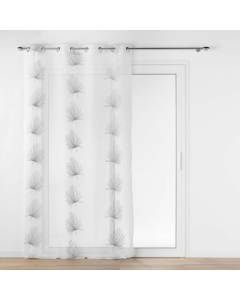 Voilage a oeillets 140 x 240 cm voile sablé brodé Palmaris Gris